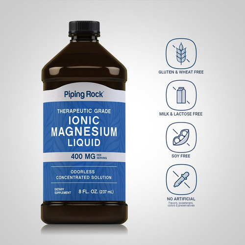 Piping Rock Líquido Iônico Magnésio | 400mg | 8 Onças | Supl - Imagem 3