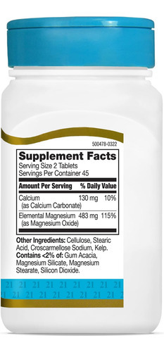 Comprimidos De 400 Mg De Mgo Do Século 21, Contagem De 90, S - Imagem 7