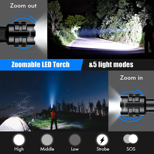 Lanterna Portátil Poderosa Led Recarregável 100000 Lúmens - Imagem 3