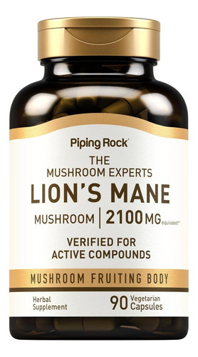 Cápsulas De Suplemento Piping Rock Lions Mane | 2100mg | 90