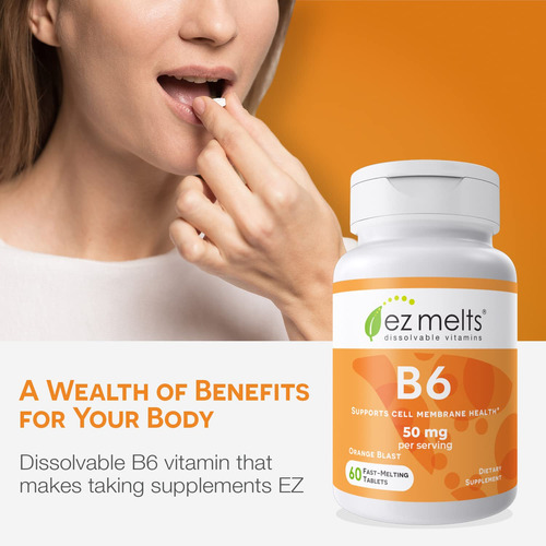 Suplemento Ez Melts B6 Piridoxina 50 Mg Sublingual 60 Compri - Imagem 2