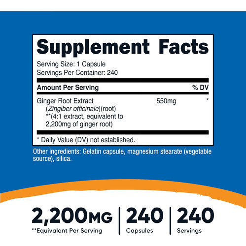 Suplemento Nutricost Extrato De Raiz De Gengibre 550 Mg 240 - Imagem 2