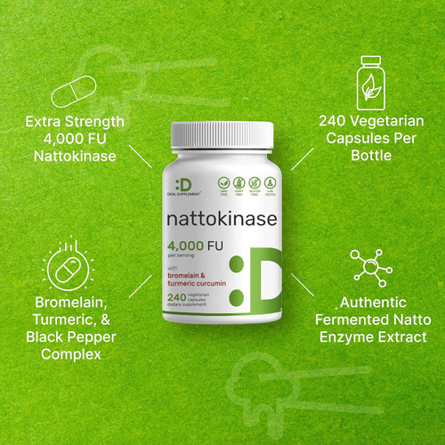 Suplemento Deal Nattokinase 4.000 Fu Por Porção, 240 Cápsula - Imagem 4