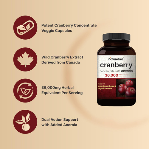 Suplemento Naturebell Double Strength Cranberry 36000 Mg - Imagem 3