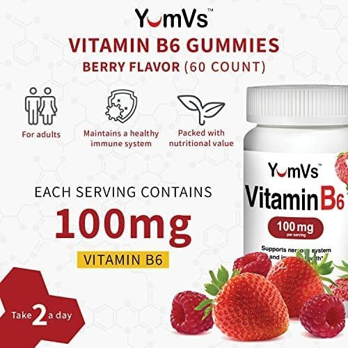 Yum-vs Vitamina B6 Gomas 100mg Por Yumvs | Suporta Sistema - Imagem 2