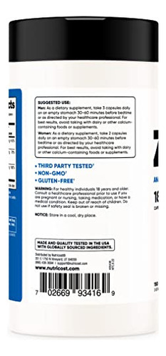 Suplemento Nutricost Zma 180 Cápsulas Sem Glúten Transgênico - Imagem 3