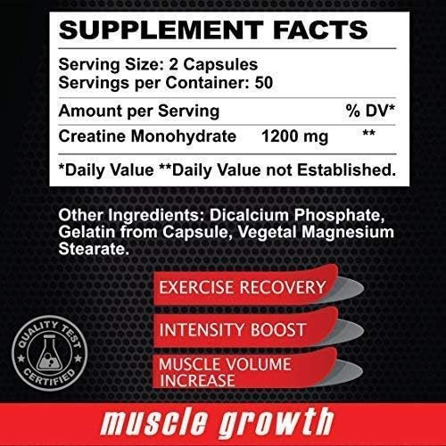 Alfa Vitaminas Creatina Máxima Monohidratada 1200 Mg 100 Cáp - Imagem 2