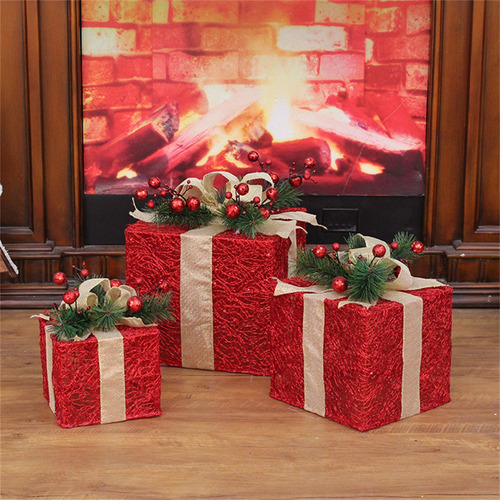 Caixa De Presente Decorativa De Natal De 3 Peças Bem Ilumina - Imagem 7