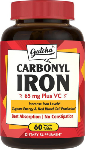 Suplemento De Ferro Gutcha, 65 Mg, Ferro Carbonílico Mais V