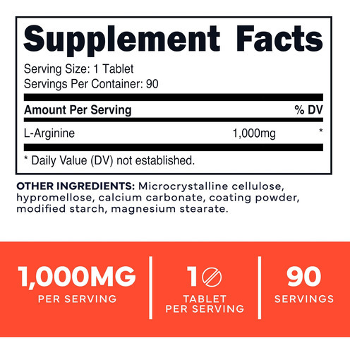 Tipo Zero L-arginina 90 Comprimidos 1.000 Mg Por Porção-não- - Imagem 2