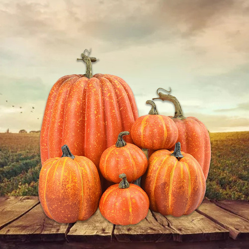 7pcs Abóboras Artificiais Simulação Falsa Abóbora Halloween - Imagem 3