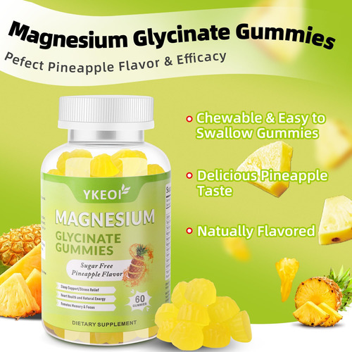 Gommias De Glicinato De Magnésio Ykeoi 500 Mg, Complexo De M - Imagem 6