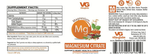 Gomas De Citrato De Magnésio Vitaglobe 300mg - Apoie Ossos, - Imagem 2