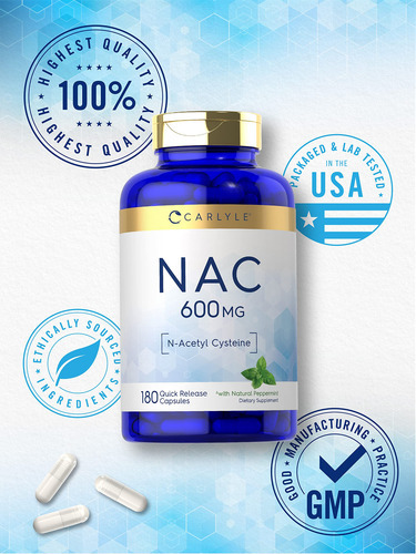 Suplemento Carlyle Nac N-acetilcisteína 600 Mg 180 Cápsulas - Imagem 5