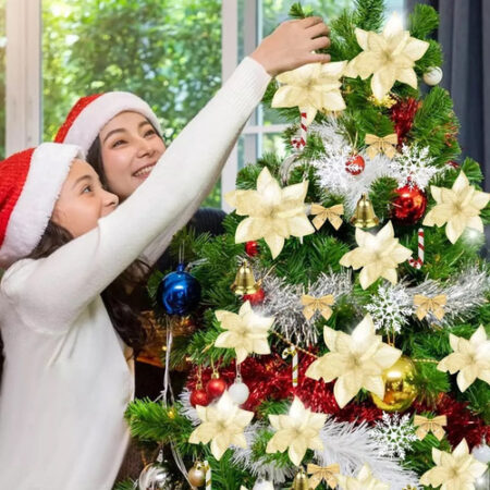 120 Pçs De Flores Natalinas Enfeites Artificial Decorada - Imagem 5
