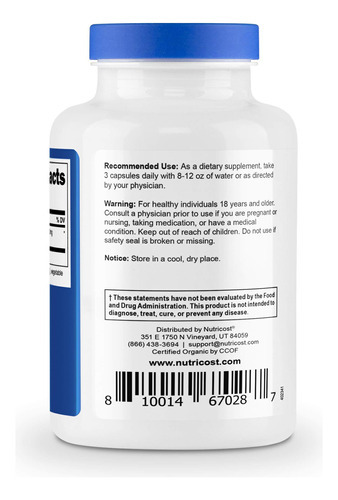 Suplemento Nutricost Lion's Mane Mushroom 1650 Mg 90 Cápsula - Imagem 4