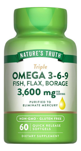Natures Truth Triplo Omega 3-6-9 Softgels | 3600mg | 60 Cont