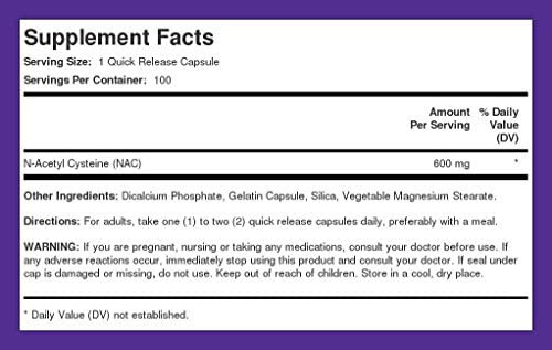Suplemento Piping Rock Nac N-acetilcisteína | 600mg | 100 C - Imagem 8
