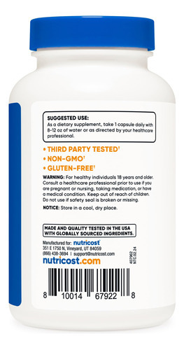 Suplemento Nutricost Ácido Fólico (vitamina B9) 1000mcg 240 - Imagem 3
