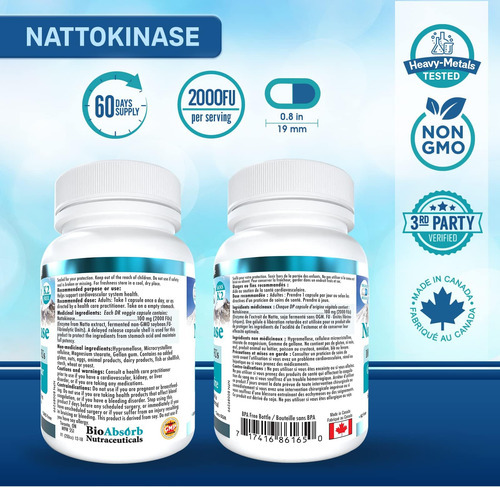 Suplemento Bio Absorb Nattokinase. Enzima De Extrato De Natt - Imagem 2