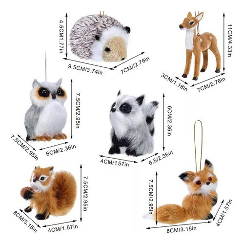 Rr Pingentes De Bichos De Pelúcia Para Decoração De Natal 6p - Imagem 2