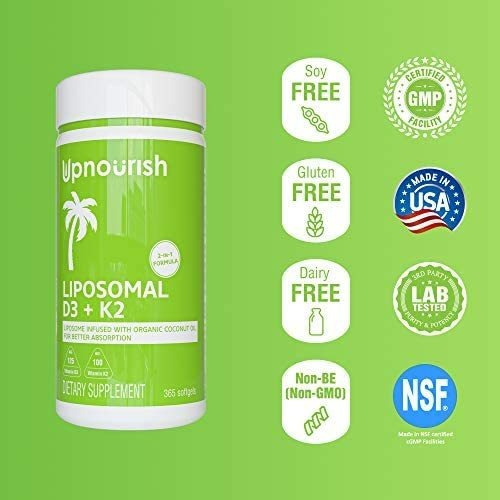 Upnourish Lipossomal Vitamina D3 K2 Mk7 365 Softgels - Vit D - Imagem 7