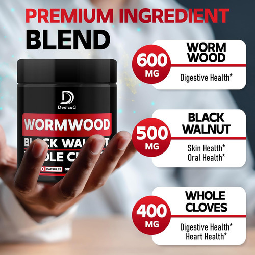 Dedicad 1500mg Cápsulas De Absinto Com Noz Preta E Cravo - S - Imagem 3