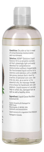 Óleo De Coco Líquido Now Foods Coconut 473ml Importado 3un - Imagem 3