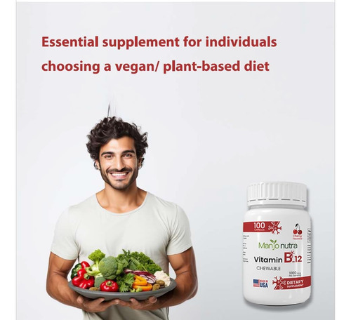 Manjo Nutra Vitamina B-12, Comprimidos Mastigáveis, Sabor Ce - Imagem 4