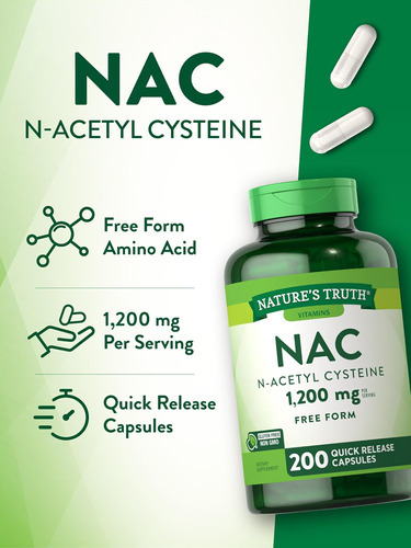 Natures Truth Nac N-acetil Cisteína | 1.200mg | 200 Cápsulas - Imagem 5