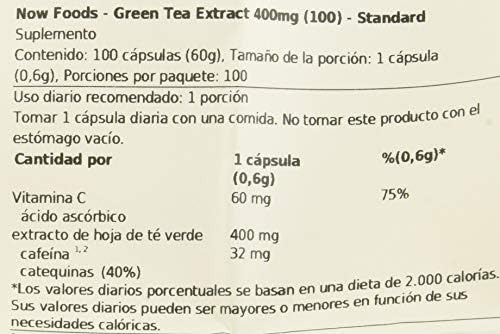 Now Foods Extrato De Chá Verde 400mg 60% Cápsulas, 100 Ct - Imagem 5