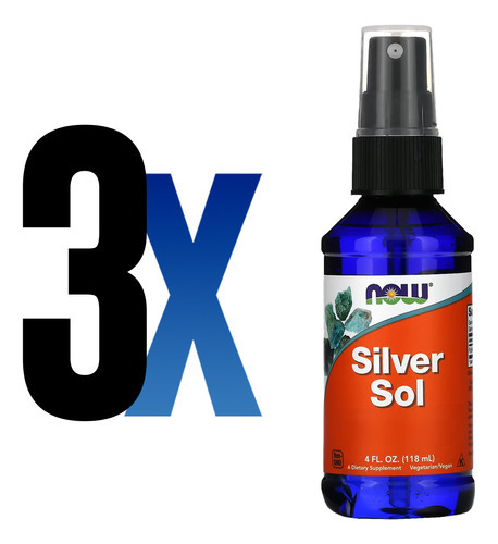 Silver Sol Líquido 50mcg Now Foods 118ml Importado 3un - Imagem 2