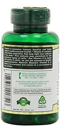Vitamina E Nature S Bounty 180 Mg 120 Cápsulas - Imagem 5