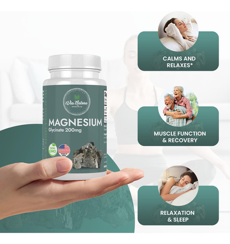 Glicinato De Magnésio 200 Mg | Sem Glúten | Não Ogm | 60 Mes - Imagem 2