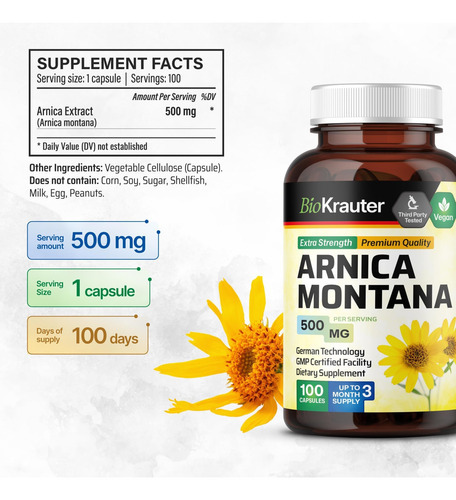 Bio Krauter Cápsulas De Arnica Montana - Cápsulas De Arnica - Imagem 3