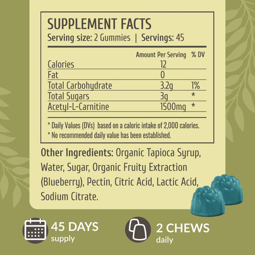 Gomas Energéticas De Acetil L-carnitina Herbamama - 1500 Mg - Imagem 3