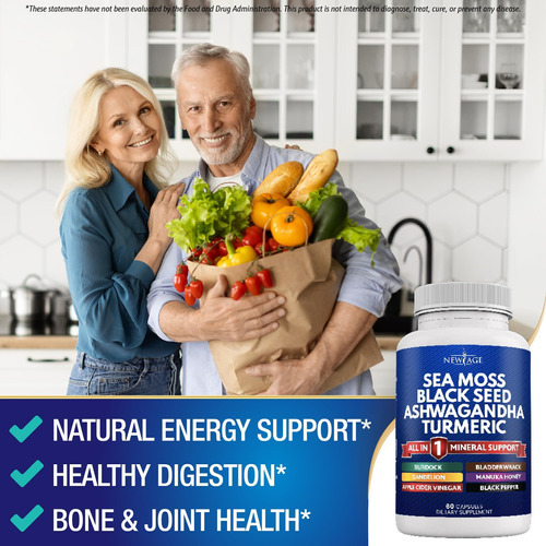 New Age Silica Sea Moss 3000mg Óleo De Semente Preta 2000mg - Imagem 5