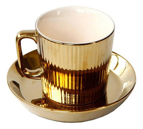 Conjunto De Xícara E Pires De Chá/café De Luxo Dourado - Imagem 6