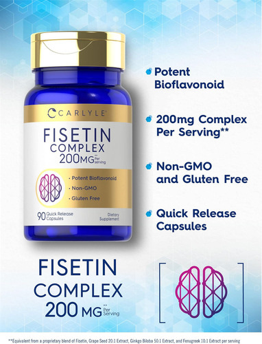 Suplemento Complexo Carlyle Fisetin | 200mg | 90 Cápsulas | - Imagem 3
