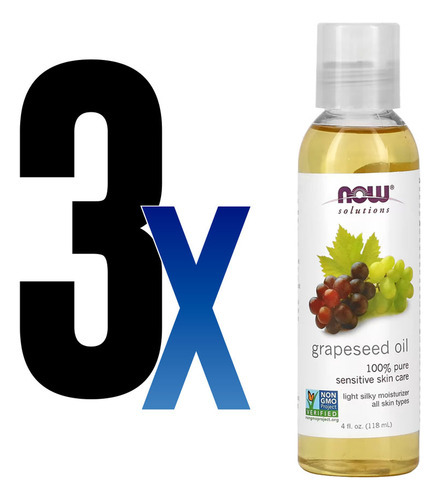 Óleo De Semente De Uva 118ml Now Foods Grapeseed Oil 3un - Imagem 2