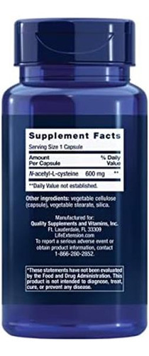 Life Extension N-acetil L-cisteína 600mg - Poderoso Suplemen - Imagem 2