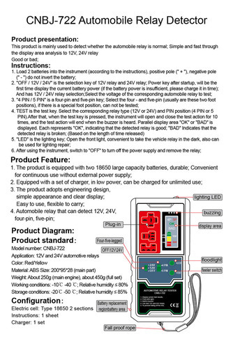 Testador De Relé Eletrônico Automotivo 12v 24v - Imagem 5