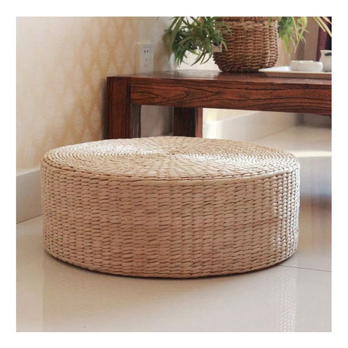 39*39cm Almofada De Assento Pufe Redondo Cor Palha - Imagem 2