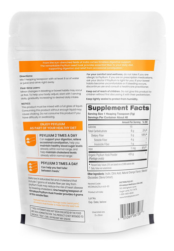 Pó De Casca De Psyllium Laranja Do Himalaia, Suplemento Diár - Imagem 2