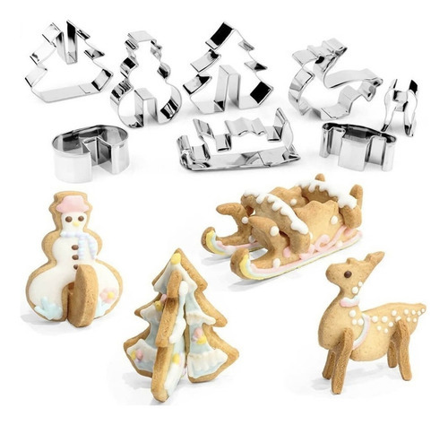 Cortador Biscoito Natal Casa 3d Moldes Cortadores Inox Pasta - Imagem 3
