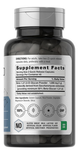Horbäach Beta Glucano 1 3d 1000 Mg | 90 Cápsulas | Beta 1,3, - Imagem 2