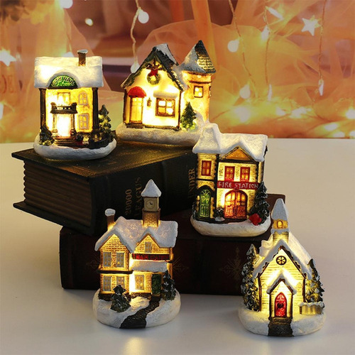 4 Peças Natal Snow House Led Lámpara Enfeites De De Natal - Imagem 9