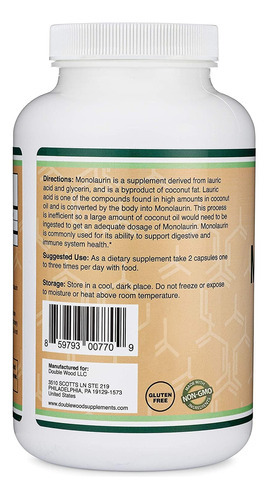 Suplemento De Suporte Imunológico Monolaurina 1.000 Mg Por P - Imagem 3