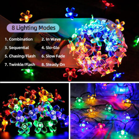 5m Luzes Natal Ao Ar Livre Luz Solar Da Corda Da Flor 20led- - Imagem 3