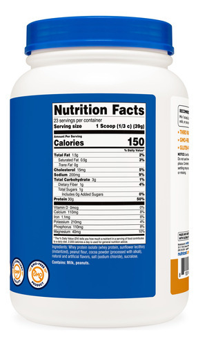 Proteína Em Pó Nutricost Whey Protein Isolate 907g De Chocol - Imagem 5